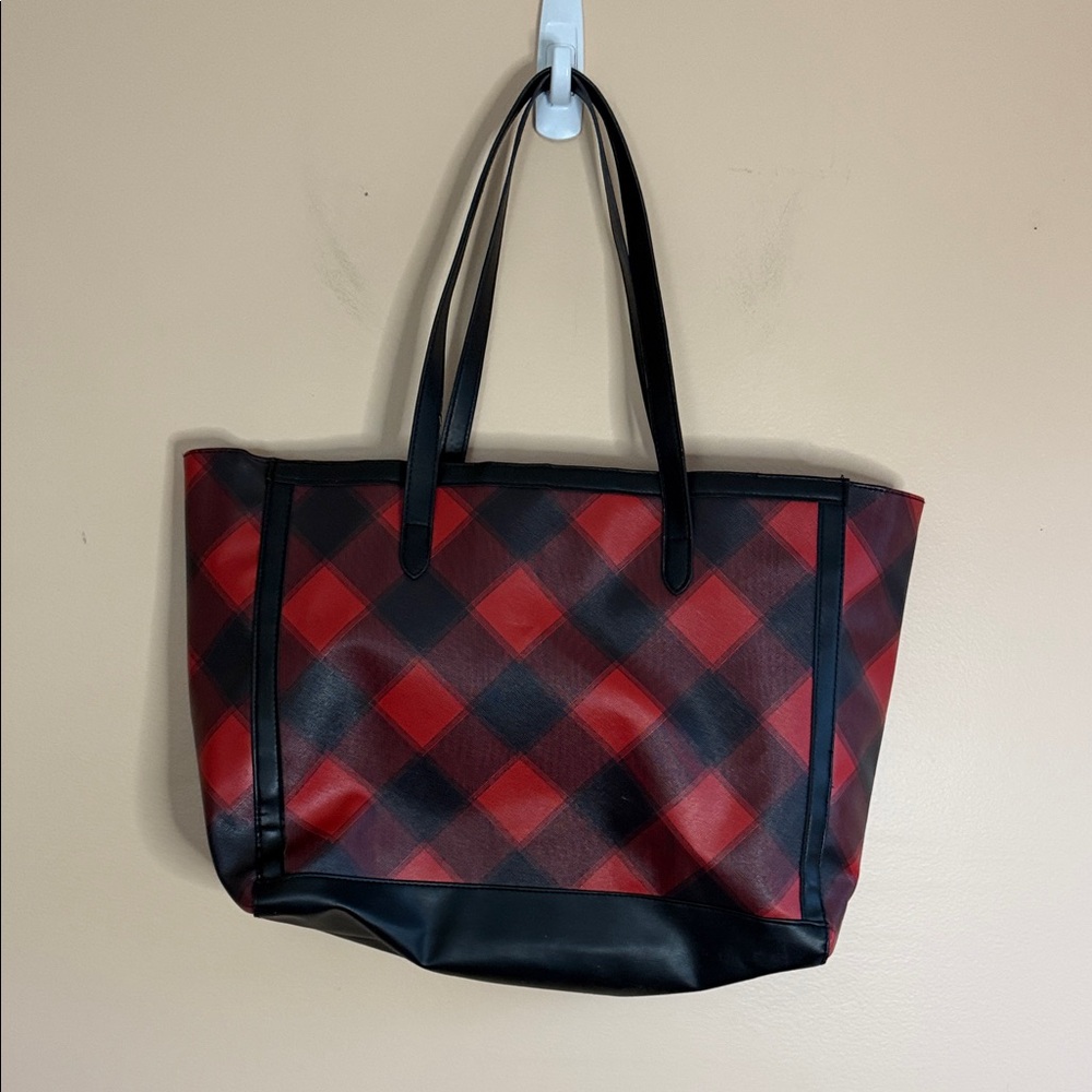 Victoria's Secret Red and Black Plaid Tote - Picture 2 of 3